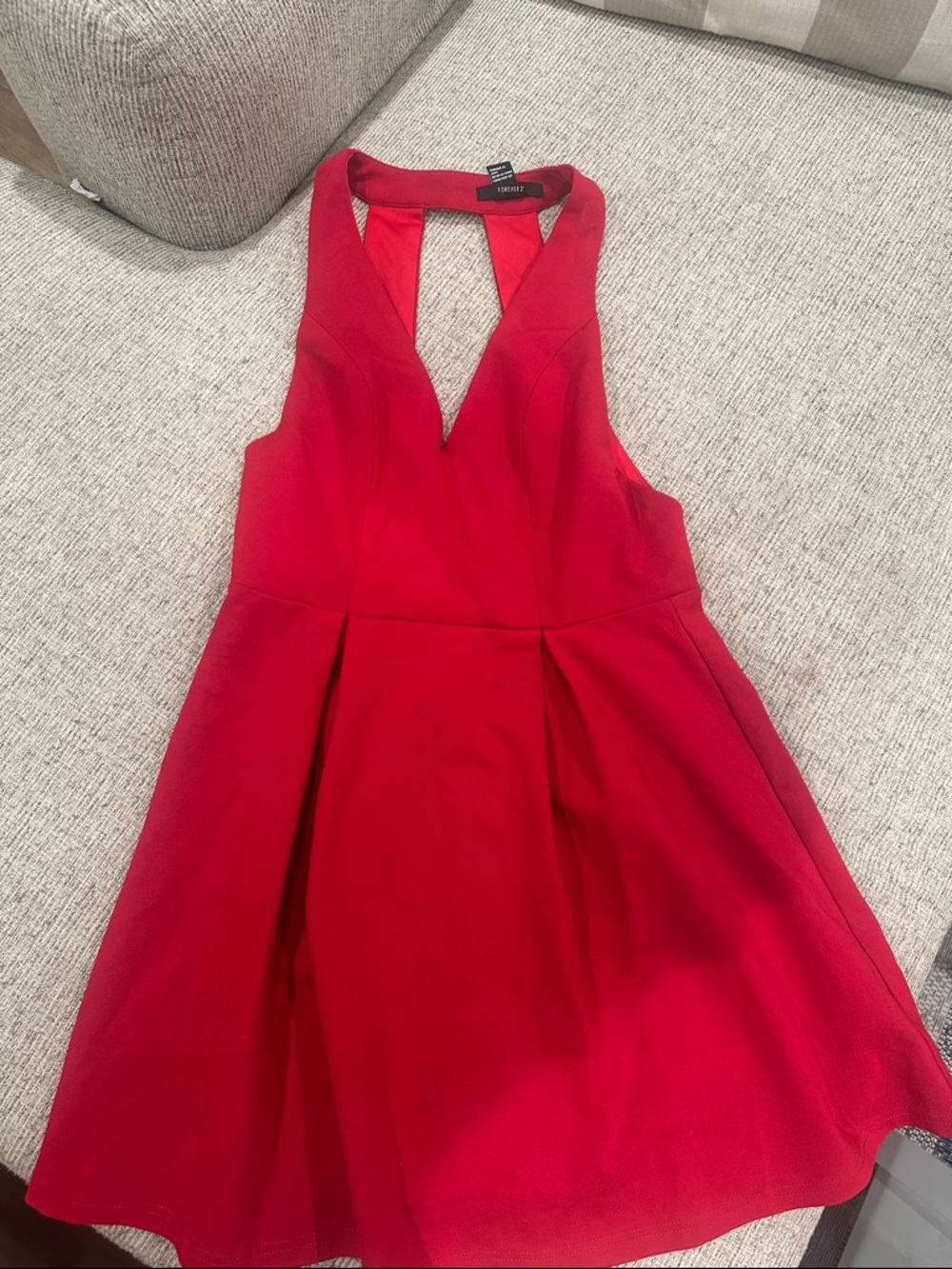 Forever 21 Red Halter Fit & Flare Mini Dress
